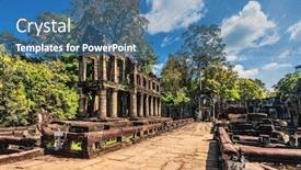 Presentation with khmer - Presentation theme consisting of ancient-buddhist-khmer-temple background and a teal colored foreground