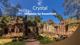  Presentation with khmer - Presentation with ancient-buddhist-khmer-temple background and a teal colored foreground