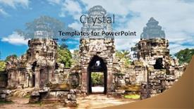  Presentation with khmer - PPT layouts consisting of ancient-buddhist-khmer-temple background and a light blue colored foreground