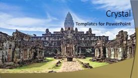 Presentation with khmer - Audience pleasing slide set consisting of ancient buddhist khmer temple backdrop and a light blue colored foreground