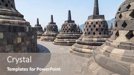  Presentation with borobudur temple - Cool new slide set with ancient-buddhist-temple-of-borobudur backdrop and a gray colored foreground