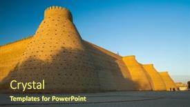  Presentation with building uzbekistan - Colorful theme enhanced with ancient-building-at-the-city backdrop and a tawny brown colored foreground