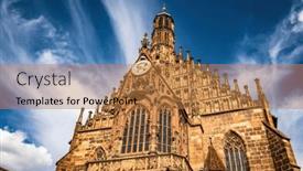  Presentation with old church building - Slide set featuring ancient-building-facade-church background and a coral colored foreground