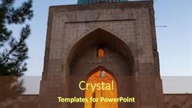  Presentation with building uzbekistan - Slides featuring ancient-building-in-the-city background and a tawny brown colored foreground