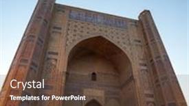  Presentation with building uzbekistan - Cool new presentation theme with ancient-building-in-the-city backdrop and a tawny brown colored foreground