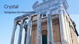  Presentation with forum - Presentation having ancient building on rome forum on blue sky background background and a light blue colored foreground
