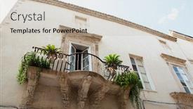  Presentation with flavor - Colorful presentation design enhanced with ancient-building-with-balcony backdrop and a soft green colored foreground