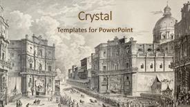  Presentation with horse - Audience pleasing PPT theme consisting of ancient buildings - antique illustration of horse race backdrop and a soft green colored foreground