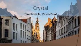  Presentation with brussels - PPT theme featuring ancient buildings at brussels belgium background and a light blue colored foreground