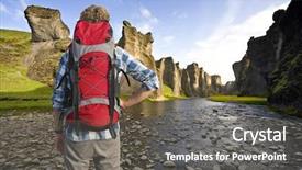  Presentation with pipes - PPT theme having ancient canyon in hunkarbakkar iceland background and a dark gray colored foreground