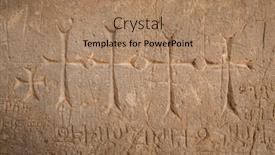  Presentation with ancient cross - Slide deck enhanced with ancient-carvings-on-the-facade background and a coral colored foreground