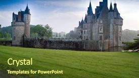  Presentation with europe - PPT theme consisting of ancient castle blue sky europe background and a tawny brown colored foreground