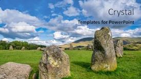  Presentation with circle - Colorful PPT theme enhanced with ancient-castlerigg-stone-circle-near backdrop and a teal colored foreground