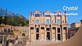  Presentation with facade - Slide deck enhanced with ancient celsius library in ephesus background and a  colored foreground