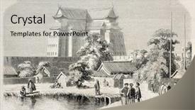  Presentation with old china - Amazing slides having ancient china - beijing old city tower antique backdrop and a light gray colored foreground