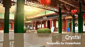  Presentation with ancient china - Slide set enhanced with ancient china - chinese ancient architecture background and a coral colored foreground