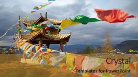  Presentation with tibet - PPT theme having ancient china - chinese pagoda tibet background and a gold colored foreground