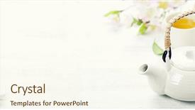 Presentation with ancient china - Presentation with ancient china - chinese tea set and sakura background and a cream colored foreground
