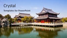  Presentation with ancient china - PPT theme having ancient china - chinese temple background and a light blue colored foreground