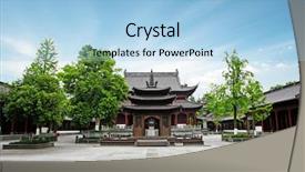  Presentation with ancient china - Beautiful presentation featuring ancient china - chinese traditional building structure backdrop and a light blue colored foreground
