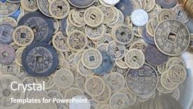  Presentation with ancient china - Amazing presentation theme having ancient china - old chinese coins backdrop and a gray colored foreground