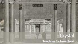  Presentation with old china - PPT theme consisting of ancient china - old illustration of british legation background and a gray colored foreground