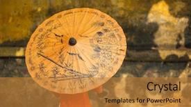  Presentation with ancient china - PPT theme with ancient china - vietnamese woman wearing traditional clothes background and a gold colored foreground