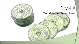  Presentation with ancient chinese tree - Audience pleasing slides consisting of ancient chinese coins different types backdrop and a  colored foreground