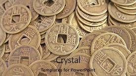  Presentation with chinese chinese - Audience pleasing presentation theme consisting of ancient chinese coins laid backdrop and a coral colored foreground