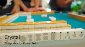  Presentation with mahjong - Beautiful presentation theme featuring ancient chinese game called mahjong backdrop and a mint green colored foreground