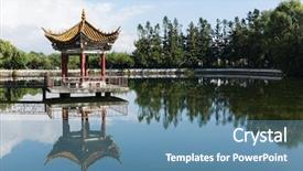  Presentation with ancient china - Theme featuring ancient chinese style pavilion background and a teal colored foreground