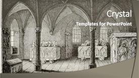  Presentation with paris - Amazing PPT theme having ancient church - ines de castro tomb backdrop and a gray colored foreground