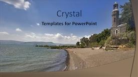  Presentation with coast - PPT layouts consisting of ancient-church-and-trees background and a teal colored foreground