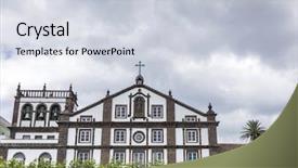  Presentation with ancient people - Amazing theme having ancient church of sao jose backdrop and a sky blue colored foreground