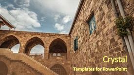  Presentation with old church building - PPT layouts featuring ancient church place of worship background and a tawny brown colored foreground