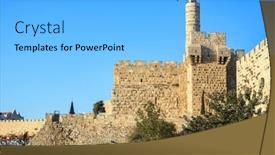  Presentation with jerusalem old city israel david - Slide deck with ancient-citadel-tower-of-david and a light blue colored foreground