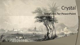  Presentation with antique - Beautiful presentation theme featuring ancient city - antique illustrations of palermo surroundings backdrop and a mint green colored foreground