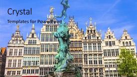  Presentation with square - Cool new PPT layouts with ancient city - beautiful square in antwerpen old backdrop and a light blue colored foreground