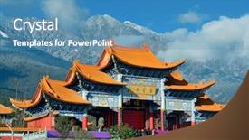  Presentation with ancient china - Slide deck featuring ancient city - chongsheng monastery portal in dali background and a teal colored foreground