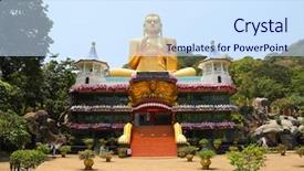  Presentation with sri lanka - Audience pleasing PPT theme consisting of ancient city - dambula golden temple in sri backdrop and a sky blue colored foreground