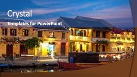  Presentation with vietnam - Cool new presentation theme with ancient city - hoi an old town backdrop and a teal colored foreground
