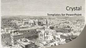  Presentation with bird eye view - Beautiful theme featuring ancient city - old bird eye view backdrop and a light gray colored foreground