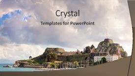  Presentation with eroding - Beautiful slide set featuring ancient city - old fortress of corfu town backdrop and a light gray colored foreground