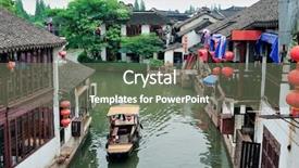  Presentation with village river forest - PPT layouts with ancient city - old village by river background and a gray colored foreground