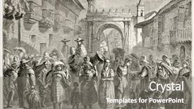  Presentation with ecuador - Slide set consisting of ancient city - people along the street background and a  colored foreground