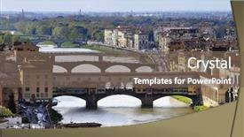  Presentation with italy - Audience pleasing PPT theme consisting of ancient city - ponte vecchio in florence italy backdrop and a violet colored foreground