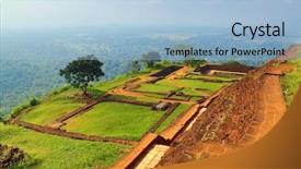  Presentation with sigiriya - Cool new slide deck with ancient city - ruins of fortress on top backdrop and a light blue colored foreground