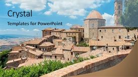  Presentation with tuscany - Cool new slides with ancient city - view of the roofs backdrop and a light blue colored foreground