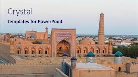  Presentation with unesco - Presentation featuring ancient-city-of-khiva-uzbekistan background and a sky blue colored foreground