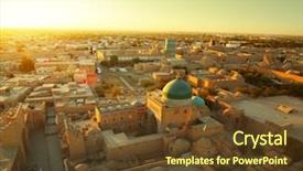  Presentation with ancient - Slide deck having cup of coffee with smoke made of coffee beans and sugar abstract background and a tawny brown colored foreground